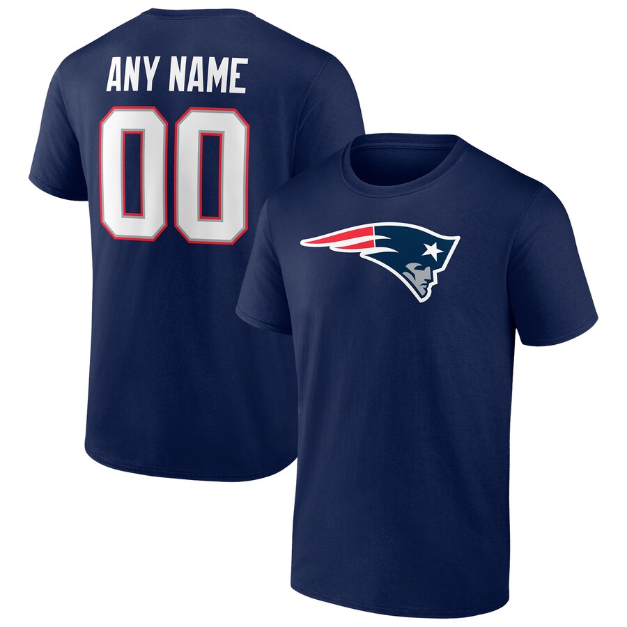 Men's New England Patriots Navy Team Authentic Personalized Name & Number T-Shirt - Jersey