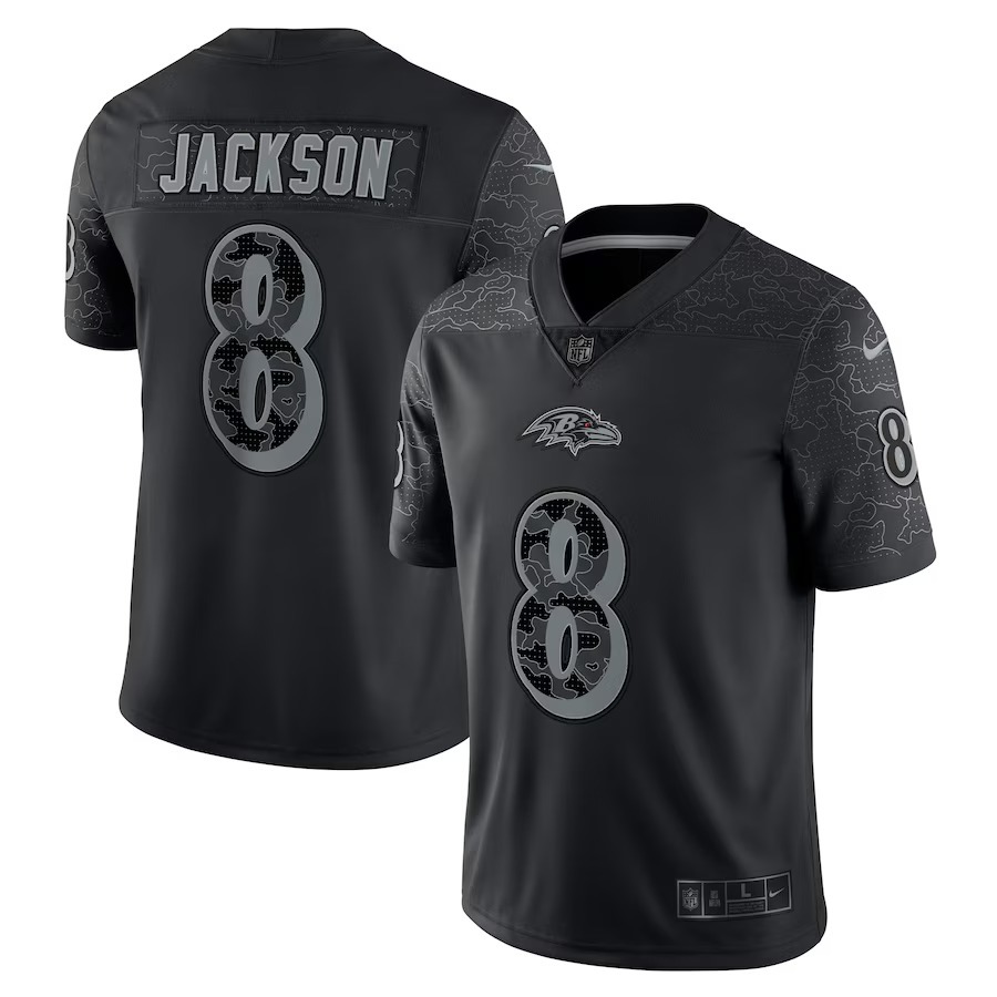 Men's Baltimore Ravens Lamar Jackson Nike Black RFLCTV Limited Jersey - Jersey