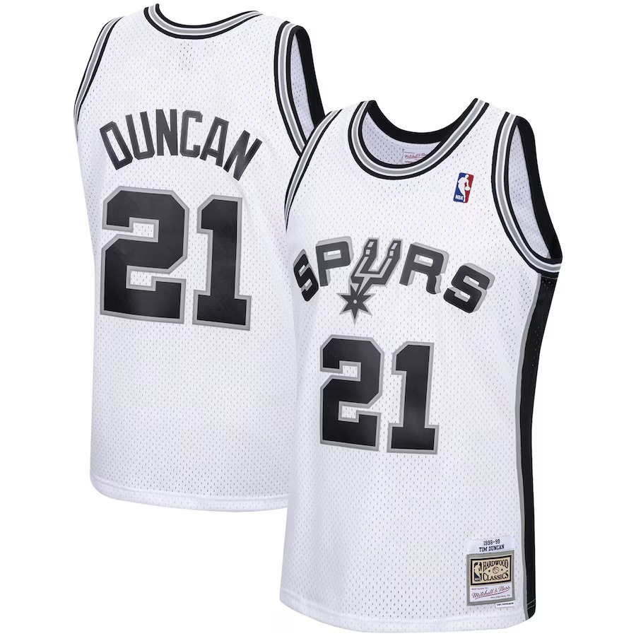 Men's San Antonio Spurs Tim Duncan Mitchell & Ness White 1998/99 Hardwood Classics Swingman Jersey - Jersey