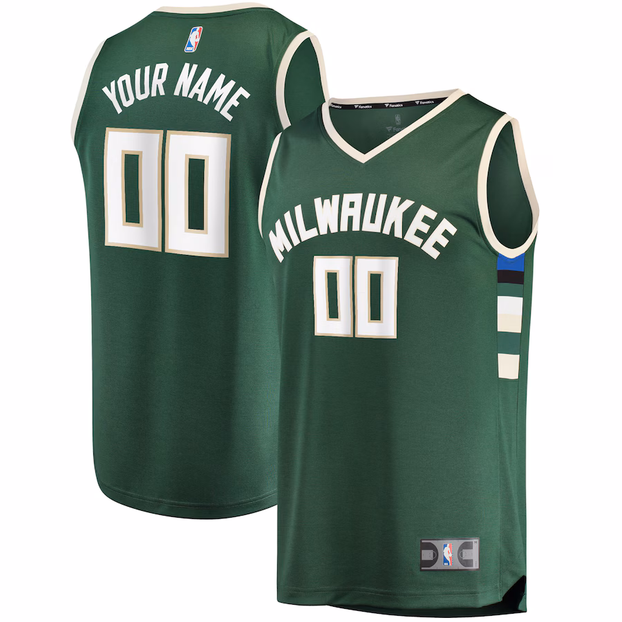 Men's Milwaukee Bucks Fanatics Hunter Green Fast Break Custom Replica Jersey - Icon Edition - Jersey