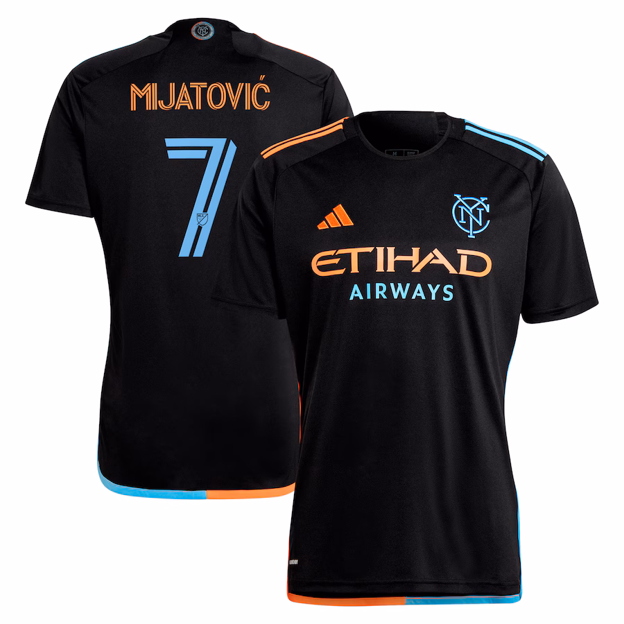 Men's New York City FC Jovan Mijatović adidas Black 2024 24/7 Kit Replica Player Jersey - Jersey