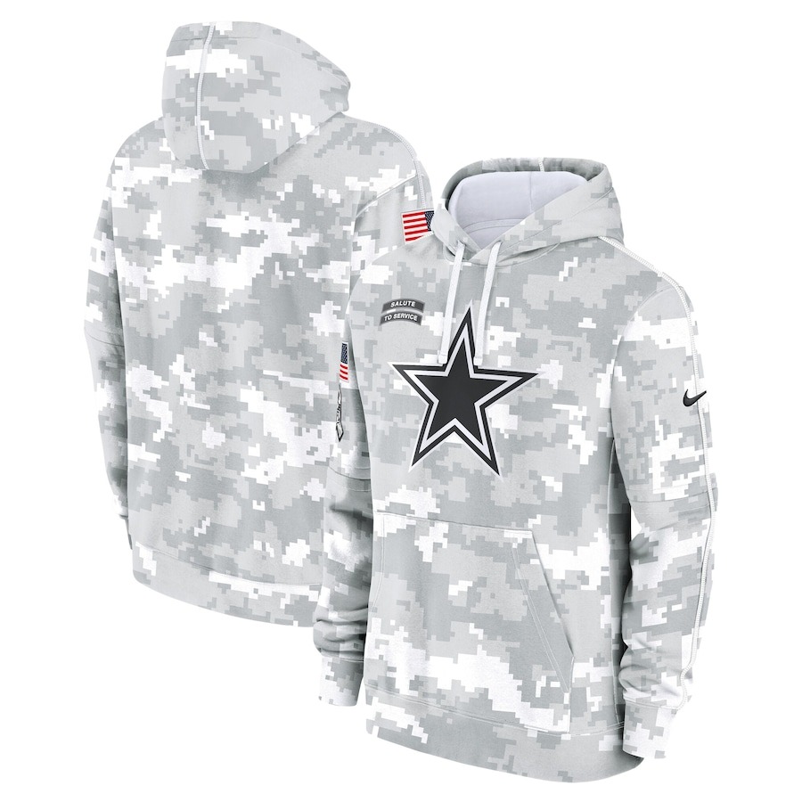 Men's Dallas Cowboys Nike Arctic Camo 2024 Salute to Service Club Fleece Pullover Hoodie - Jersey