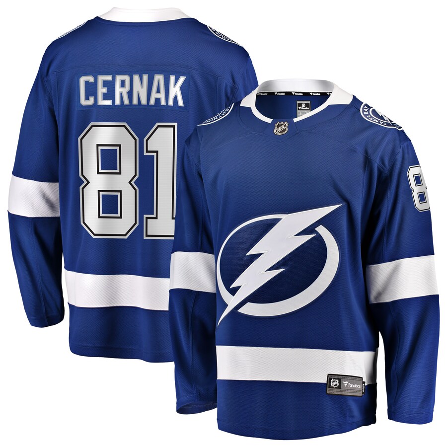 Men's Tampa Bay Lightning Erik Cernak Fanatics Branded Blue Home Breakaway Player Jersey - Jersey