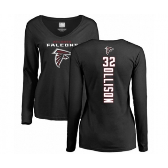 Football Women's Atlanta Falcons #32 Qadree Ollison Black Backer Long Sleeve T-Shirt - Jersey