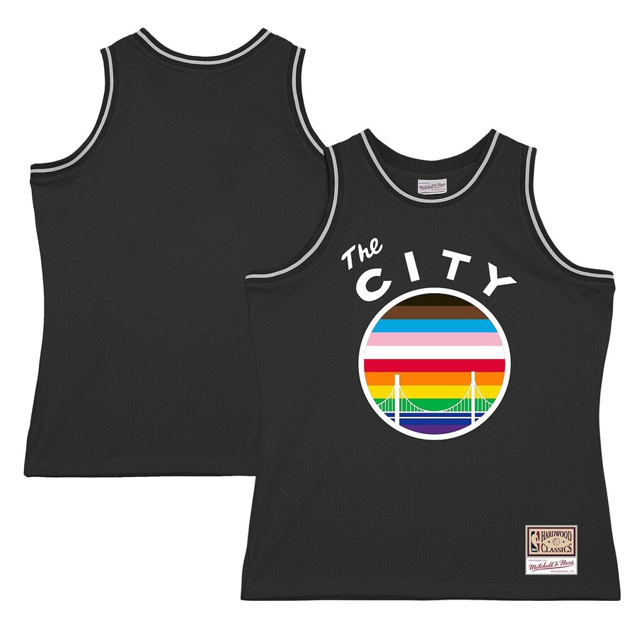 Men's Golden State Warriors Mitchell & Ness Black Hardwood Classic Pride Jersey - Jersey