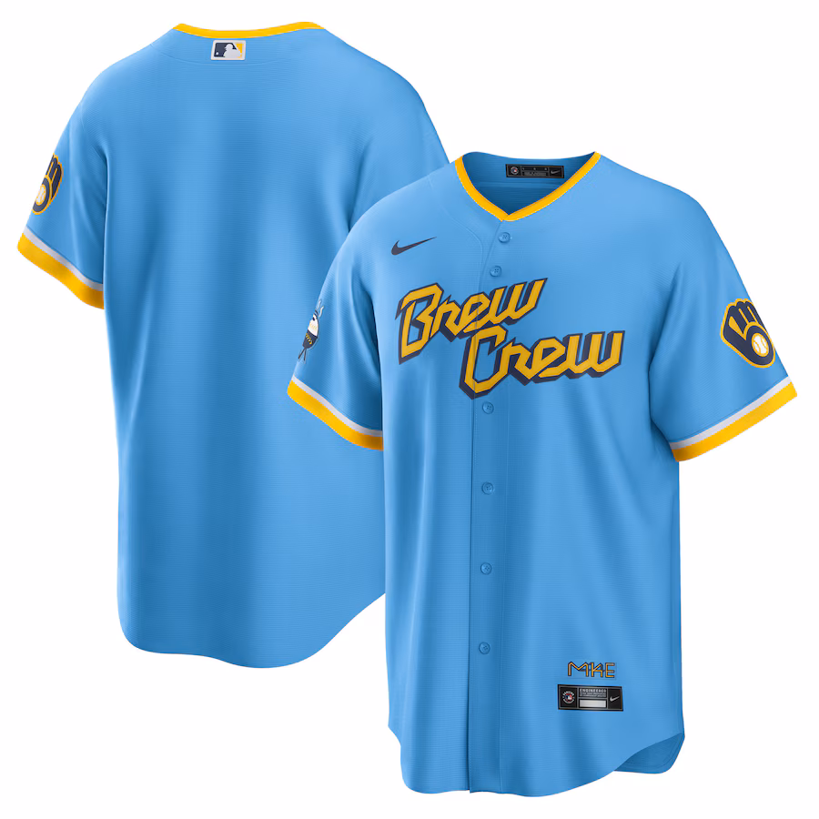 Men's Milwaukee Brewers Nike Powder Blue City Connect Replica Team Jersey - Jersey