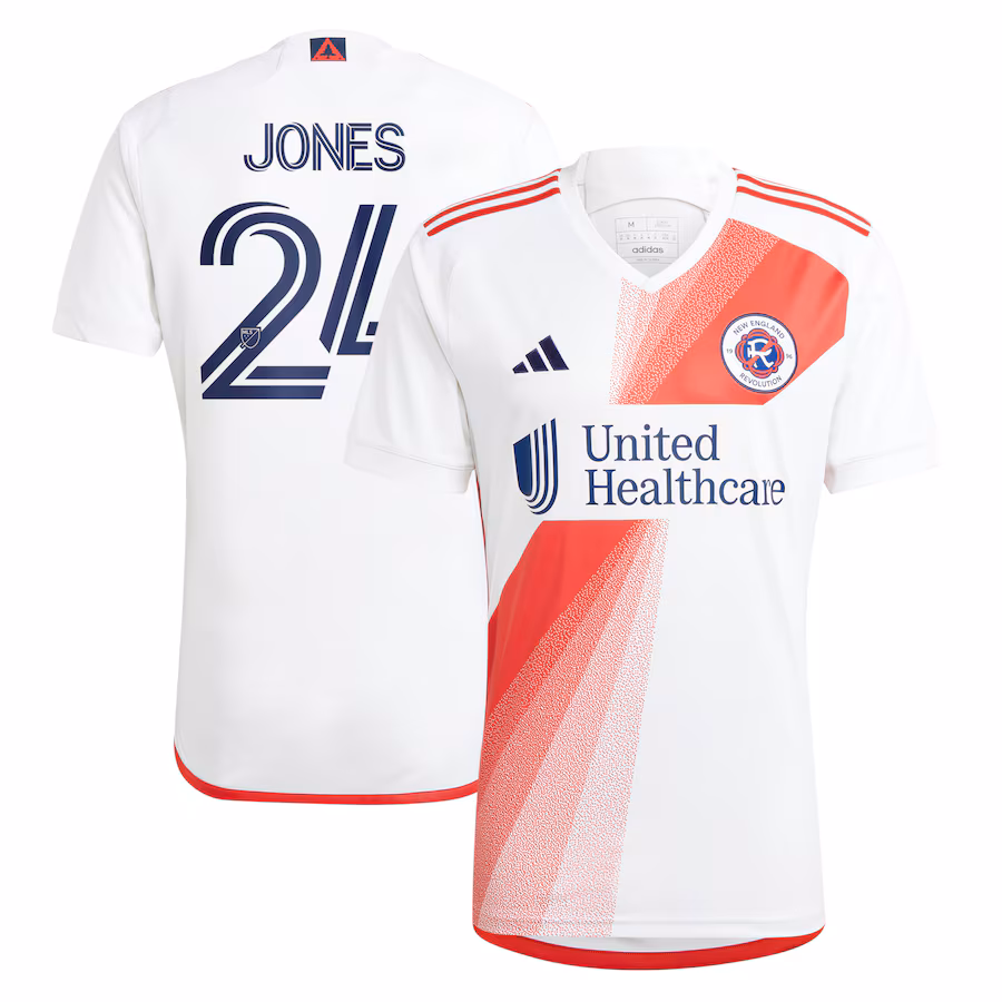 Men's New England Revolution DeJuan Jones adidas White 2023 Defiance Replica Jersey - Jersey