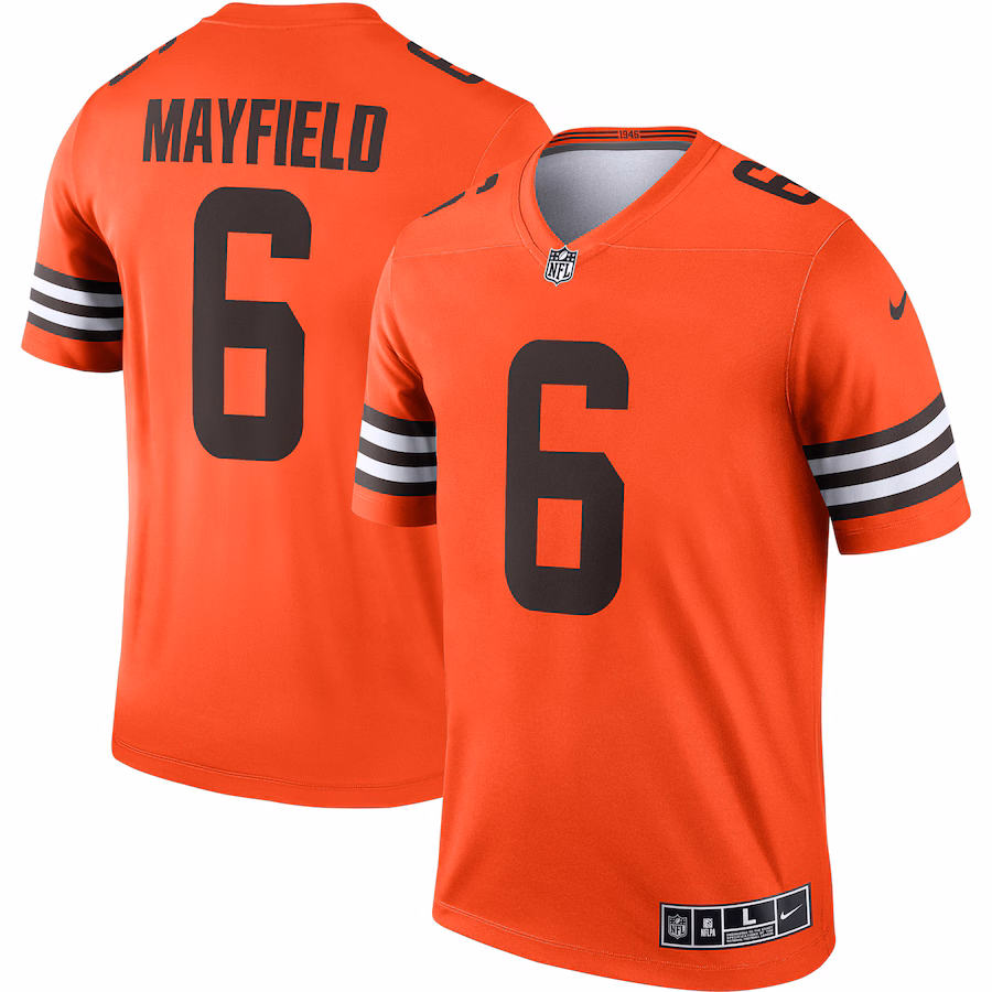 Men's Cleveland Browns Baker Mayfield Nike Orange Inverted Legend Jersey - Jersey
