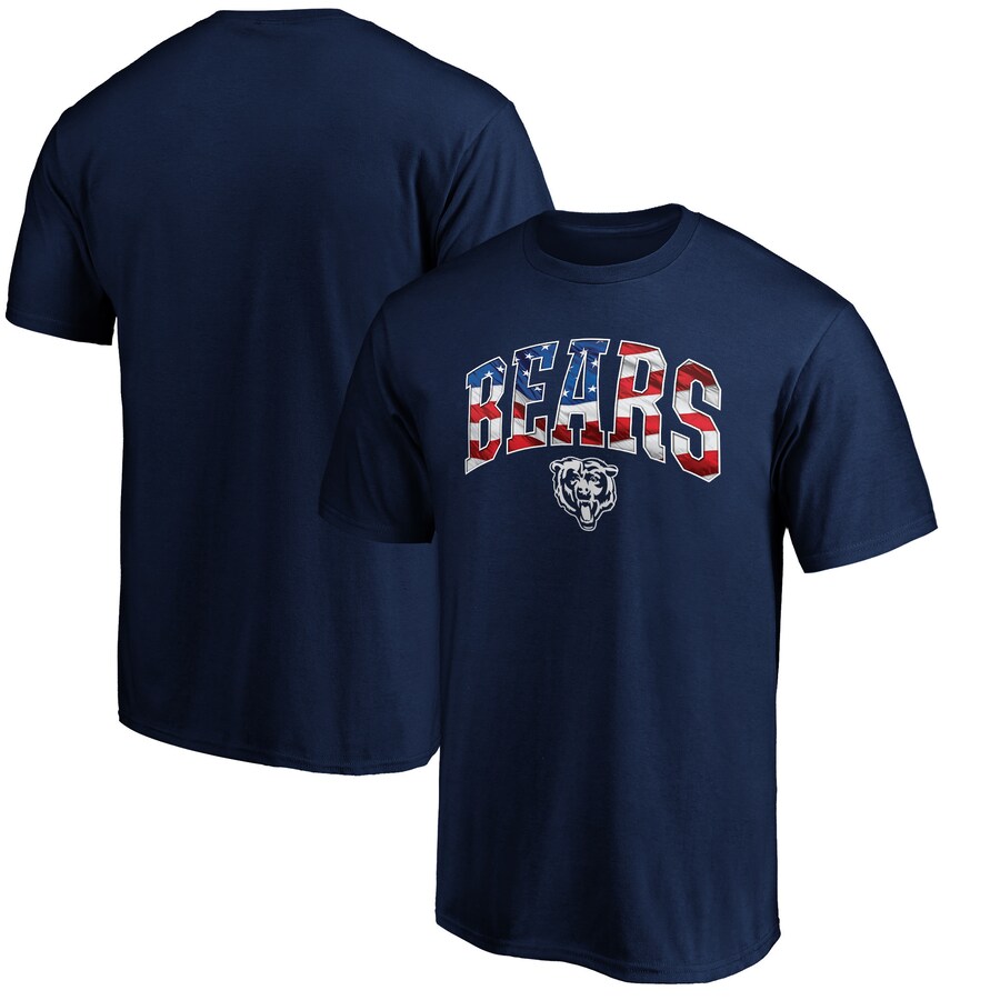 Men's Chicago Bears Navy Banner Wave Logo T-Shirt - Jersey