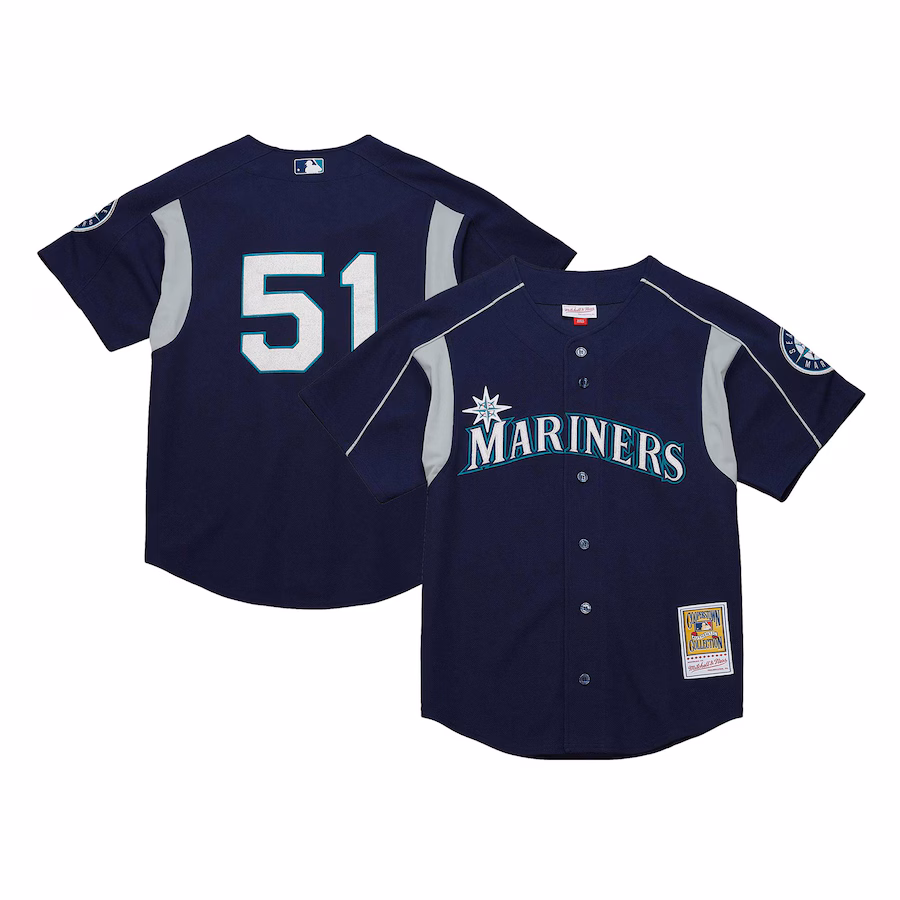 Men's Seattle Mariners Ichiro Suzuki Mitchell & Ness Navy Cooperstown Collection Batting Practice Jersey - Jersey