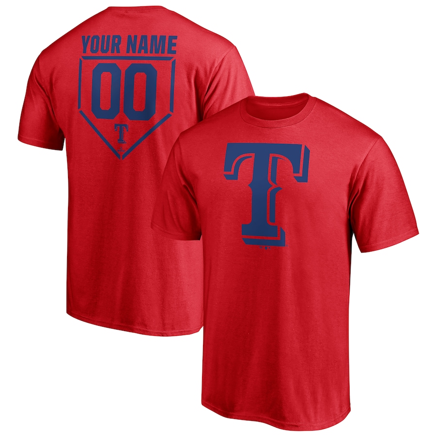 Men's Texas Rangers Red Personalized RBI Logo T-Shirt - Jersey
