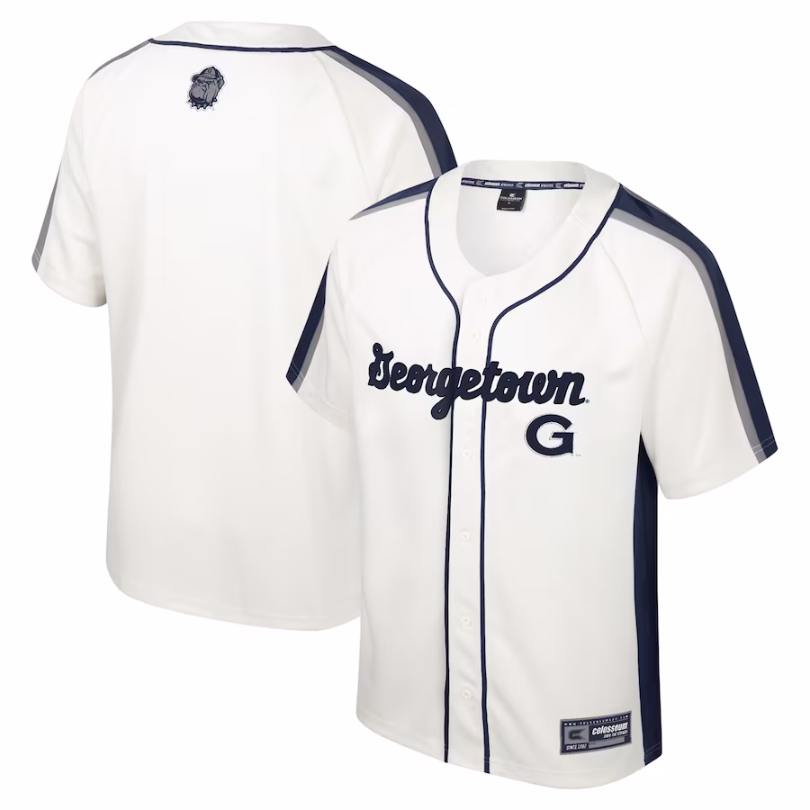 Georgetown Hoyas Colosseum Ruth Button-Up Baseball Jersey - Cream - Jersey