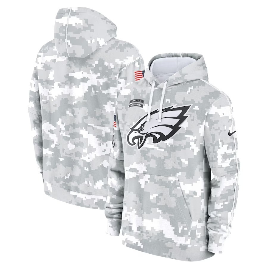 Men's Philadelphia Eagles Nike Arctic Camo 2024 Salute To Service Big & Tall Club Fleece Pullover Hoodie - Jersey