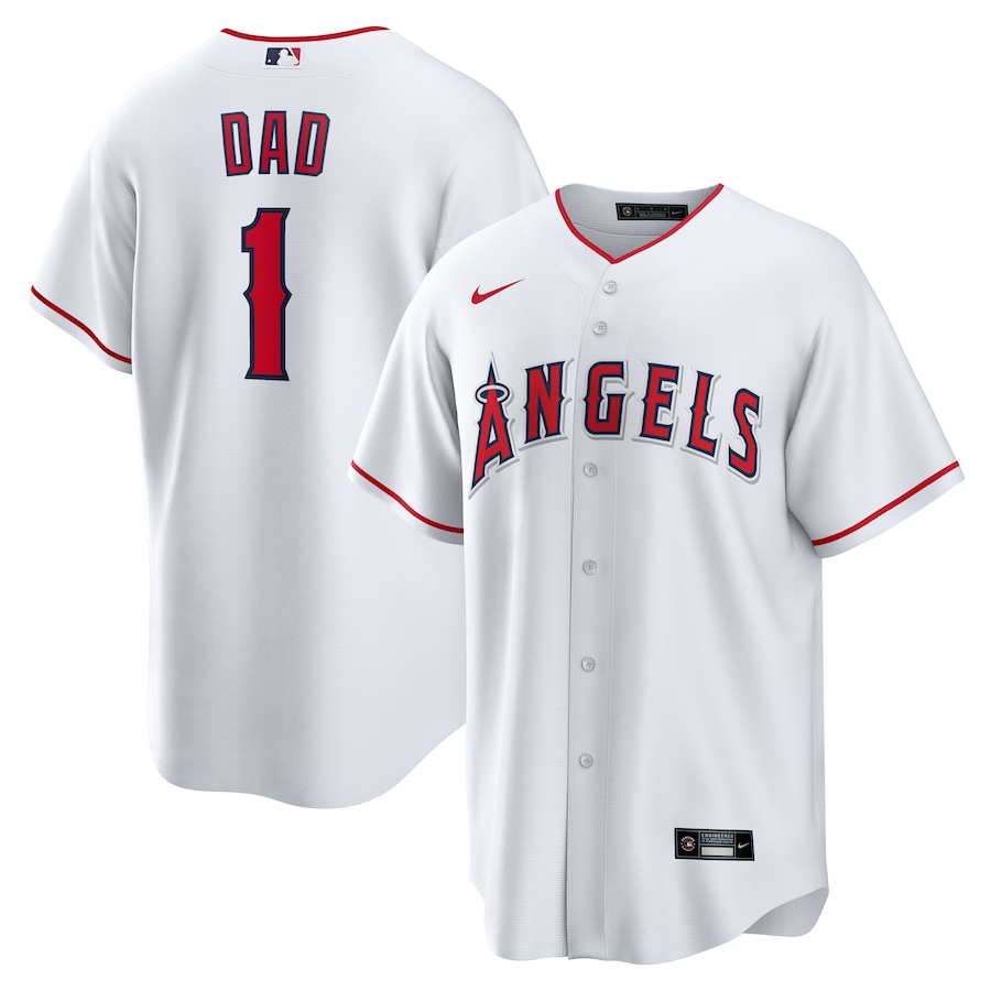 Men's Los Angeles Angels Nike White #1 Dad Home Replica Jersey - Jersey
