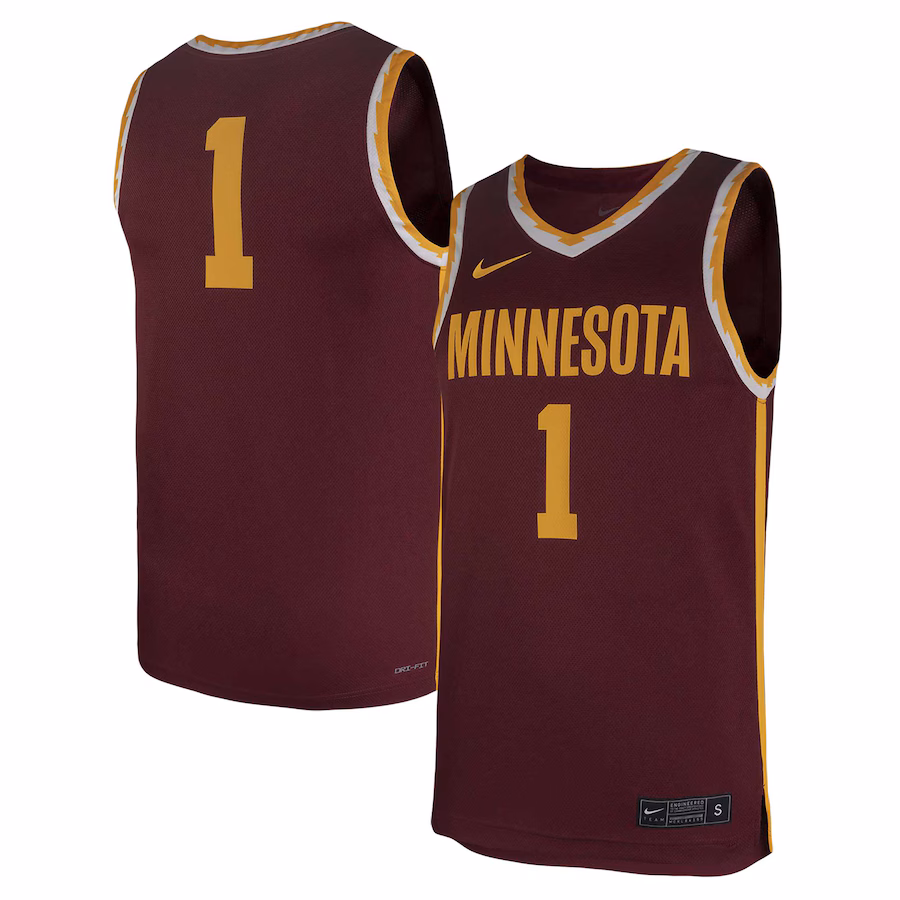 Men's Nike #1 Maroon Minnesota Golden Gophers Team Replica Basketball Jersey - Jersey