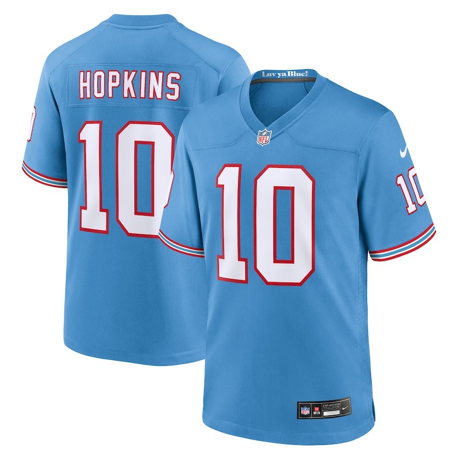 Men's Tennessee Titans DeAndre Hopkins Nike Light Blue Oilers Throwback Player Game Jersey - Jersey