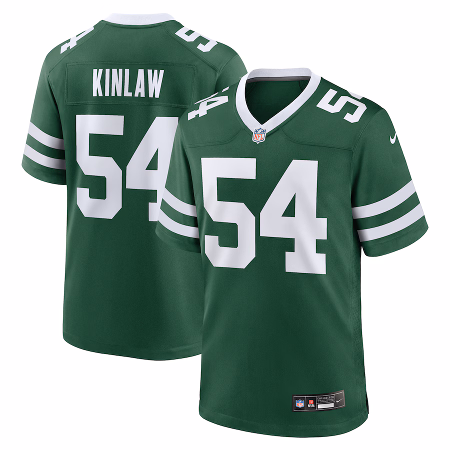 Men's New York Jets Javon Kinlaw Nike Legacy Green Team Game Jersey - Jersey