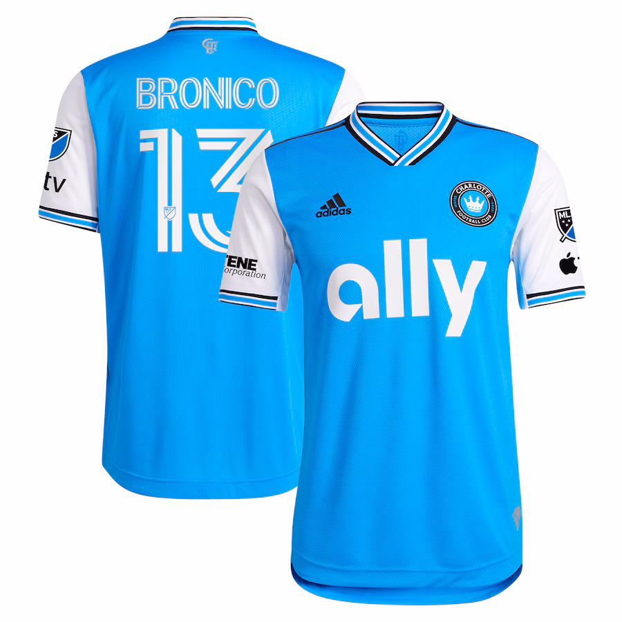 Men's Charlotte FC Brandt Bronico adidas Blue 2023 Newly Minted Authentic Player Jersey - Jersey