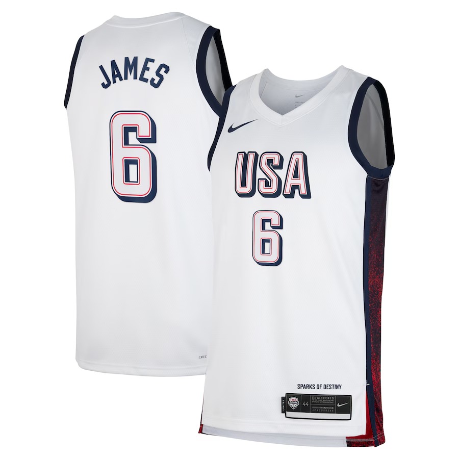 Unisex Men's USA Basketball LeBron James Nike White 2024 Swingman Player Jersey - Jersey