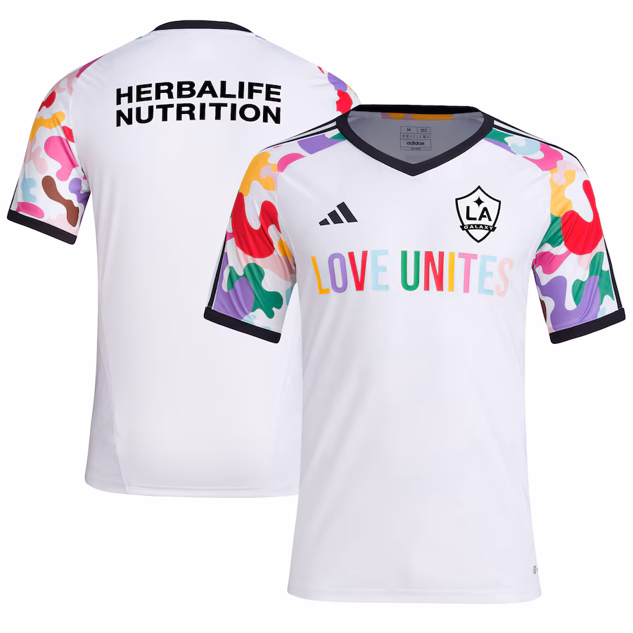 Men's LA Galaxy  adidas White 2023 Pride Pre-Match Top - Jersey