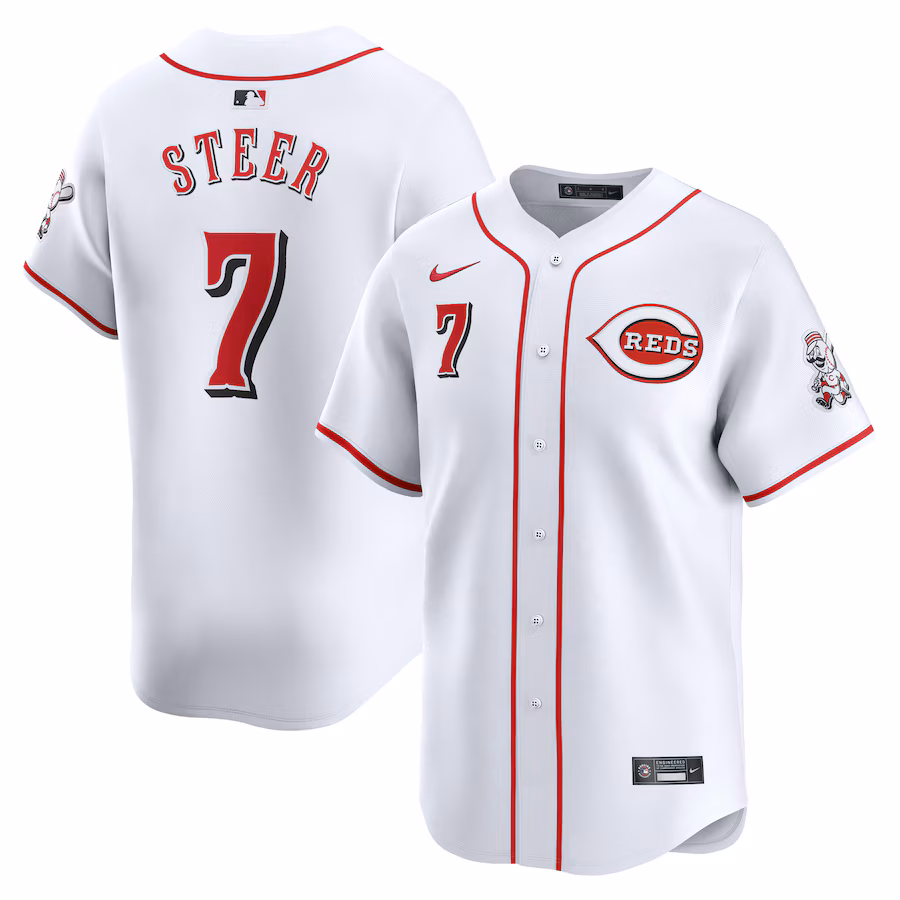 Men's Cincinnati Reds Spencer Steer Nike White Home Limited Player Jersey - Jersey