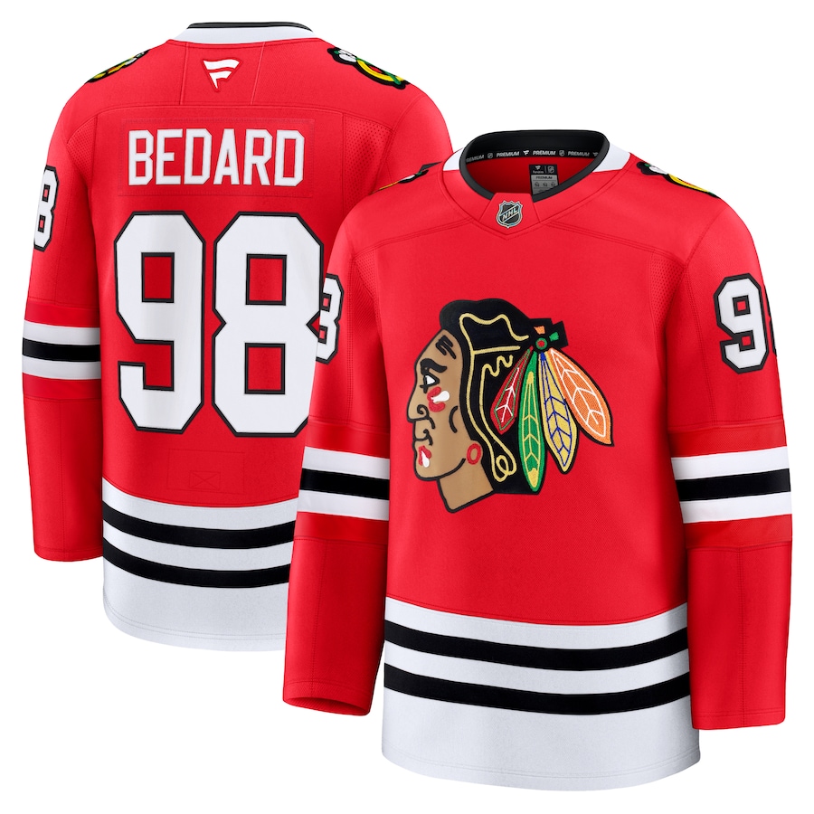 Men's Chicago Blackhawks Connor Bedard Fanatics Red Home Premium Jersey - Jersey