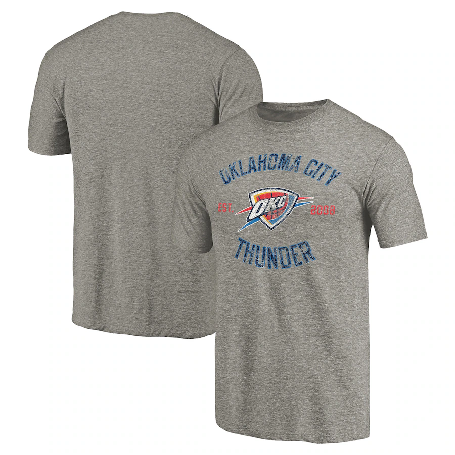 Men's Oklahoma City Thunder Gray Team Heritage Tri-Blend T-Shirt - Jersey