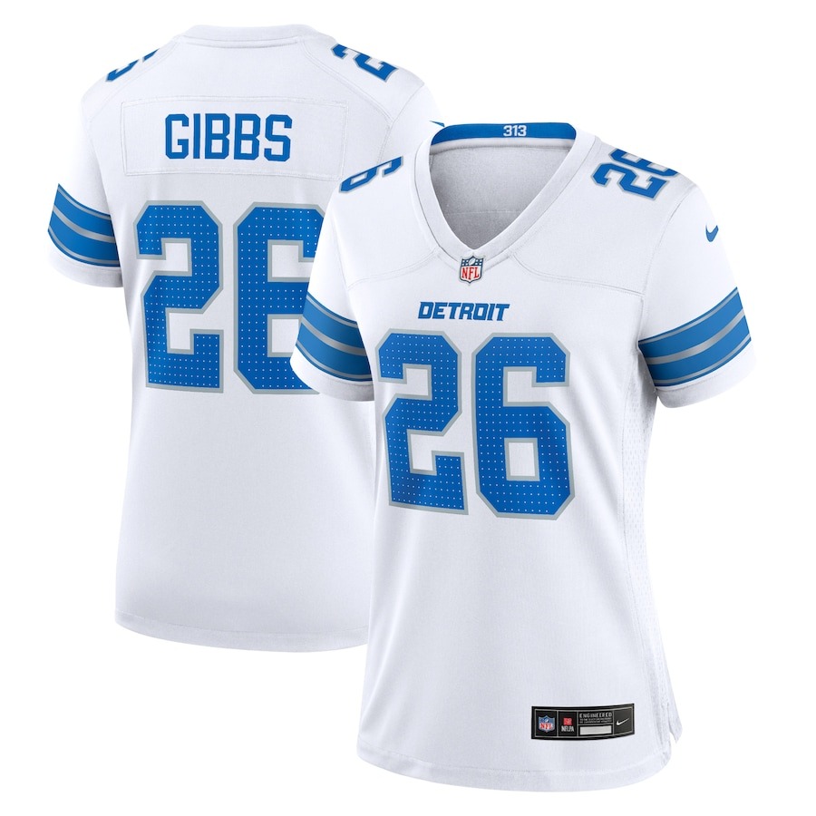 Women's Detroit Lions Jahmyr Gibbs Nike White Game Jersey - Jersey