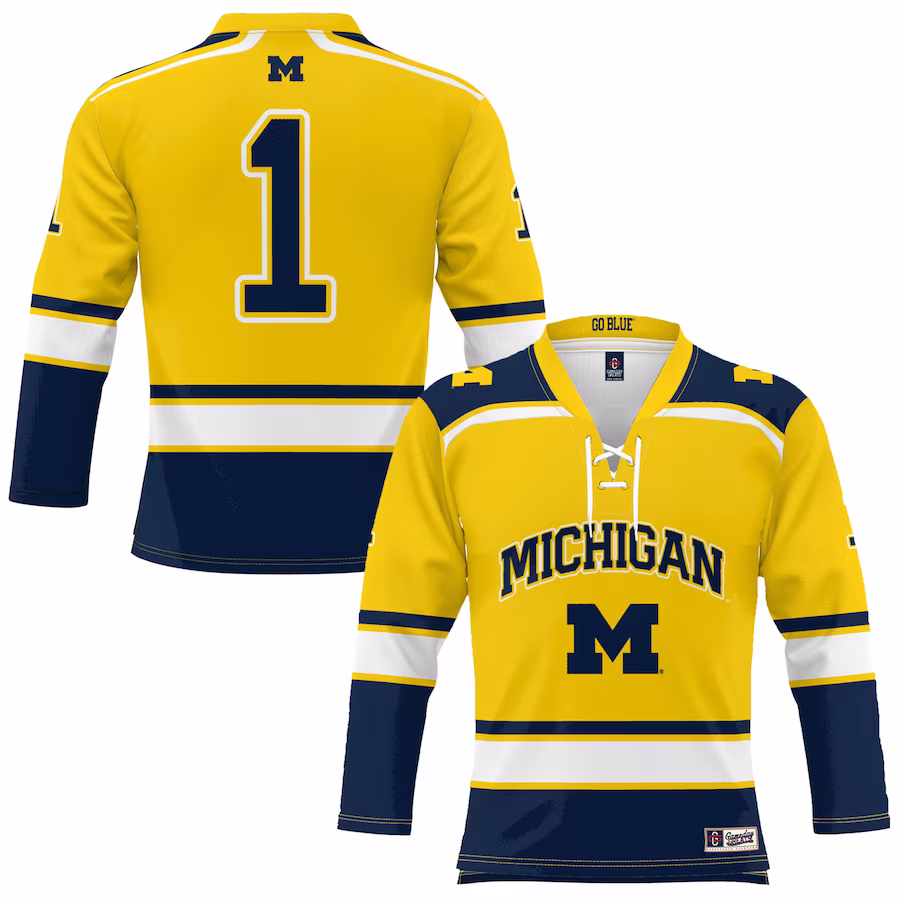 #1 Michigan Wolverines GameDay Greats Hockey Jersey - Maize - Jersey