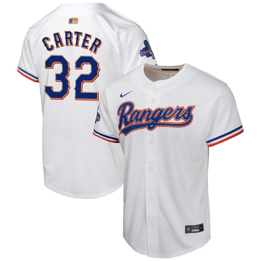 Youth Texas Rangers Evan Carter Nike White 2024 Gold Collection Limited Player Jersey - Jersey