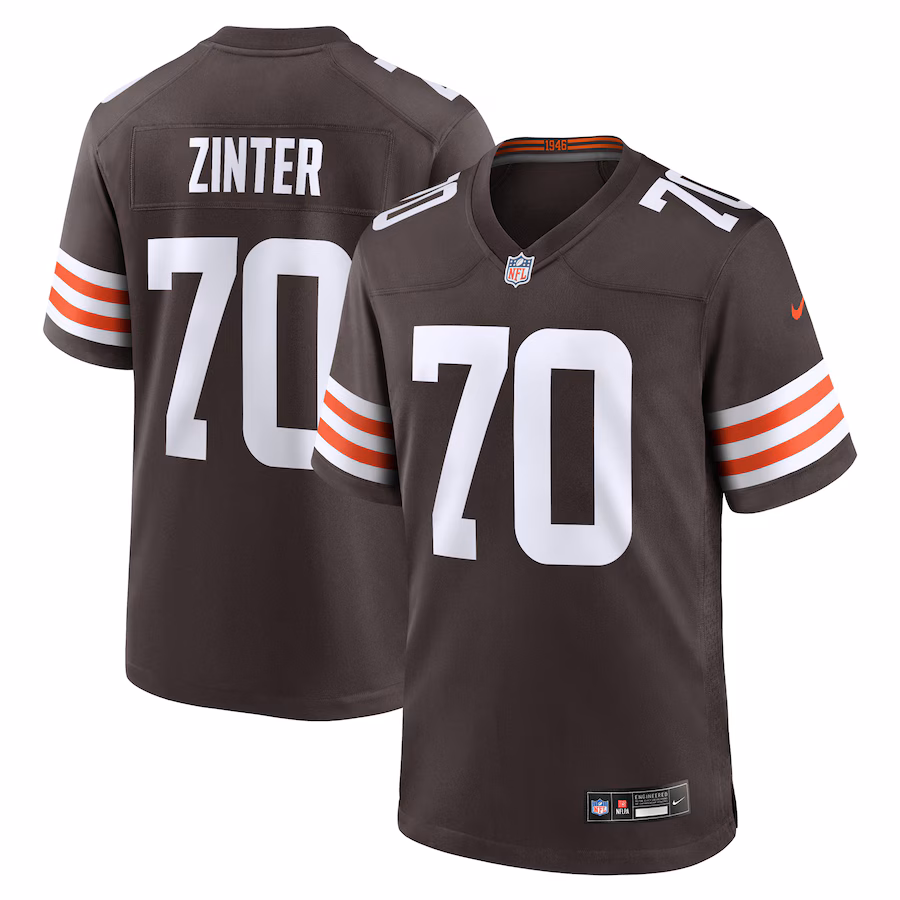 Men's Cleveland Browns Zak Zinter Nike Brown Team Game Jersey - Jersey