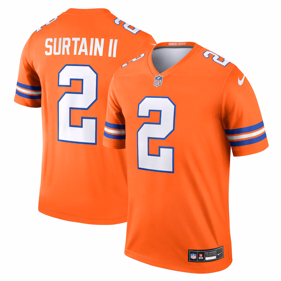 Men's Denver Broncos Patrick Surtain II Nike Orange Alternate Legend Player Performance Top - Jersey