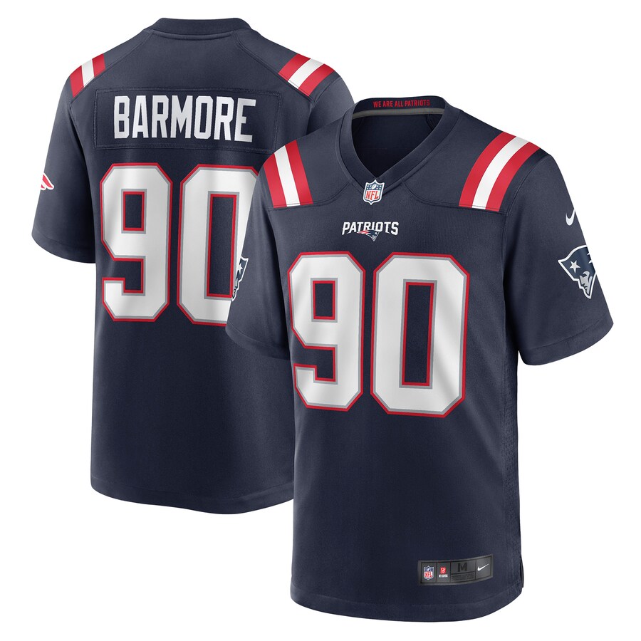 Men's New England Patriots Christian Barmore Nike Navy Player Game Jersey - Jersey