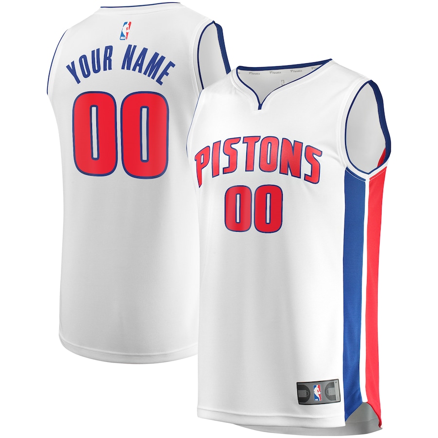 Men's Detroit Pistons Fanatics White Fast Break Custom Replica Jersey - Association Edition - Jersey