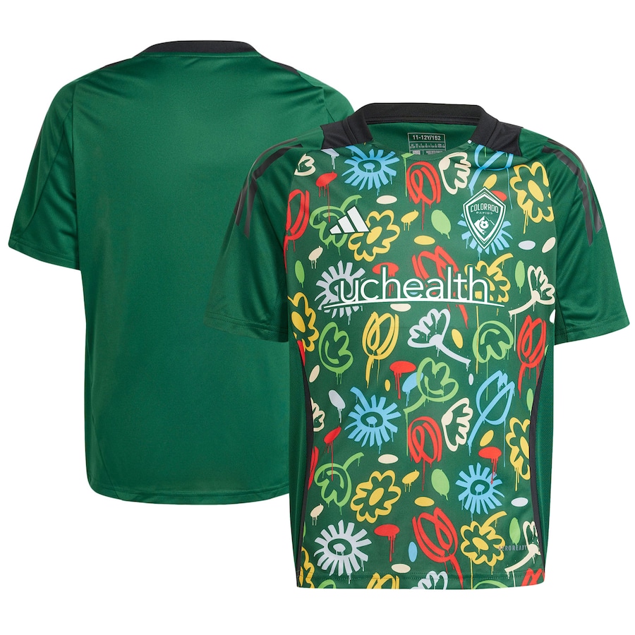 Youth Colorado Rapids adidas Green 2024 One Planet Pre-Match Top - Jersey