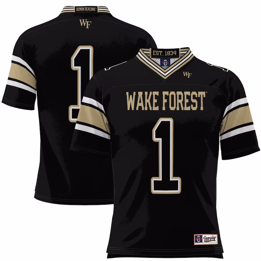 #1 Wake Forest Demon Deacons GameDay Greats Youth Football Jersey - Black - Jersey