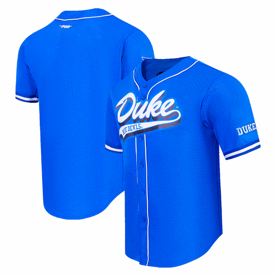 Men's Pro Standard Royal Duke Blue Devils Mesh Full-Button Replica Baseball Jersey - Jersey