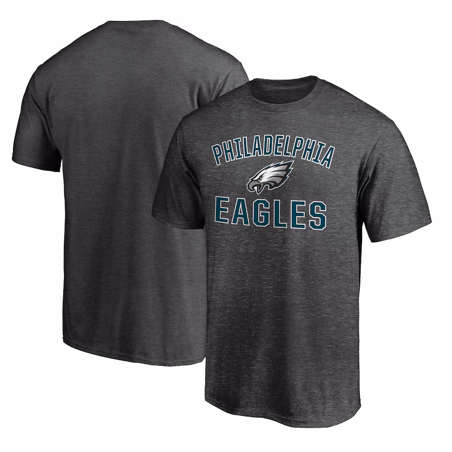 Men's Philadelphia Eagles Fanatics Heather Charcoal Victory Arch T-Shirt - Jersey