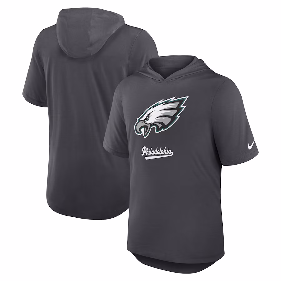 Men's Philadelphia Eagles Nike Anthracite Tri-Blend Performance Hoodie T-Shirt - Jersey