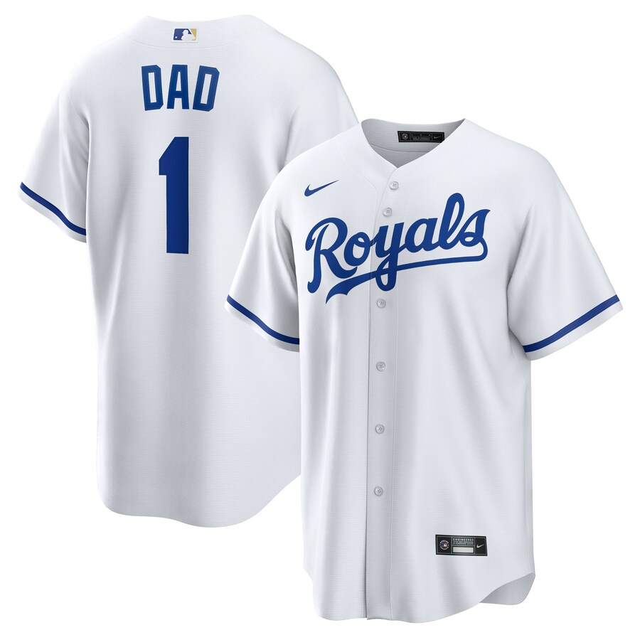 Men's Kansas City Royals Nike White #1 Dad Home Replica Jersey - Jersey