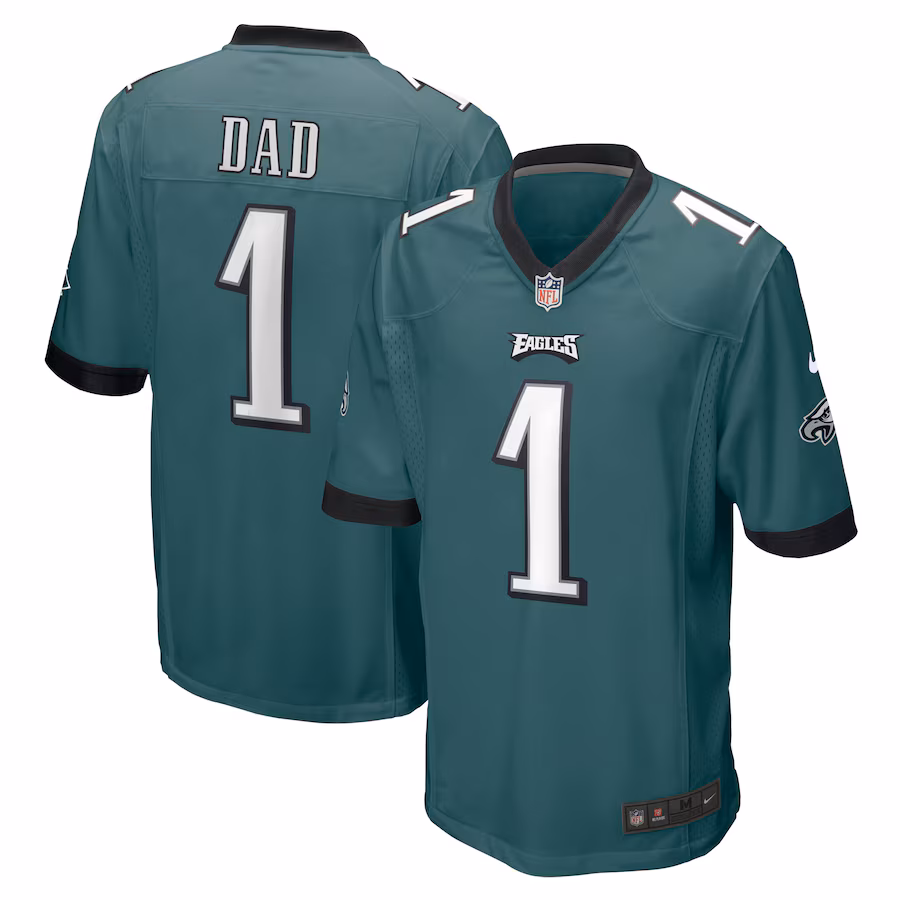 Men's Philadelphia Eagles Number 1 Dad Nike Midnight Green Game Jersey - Jersey