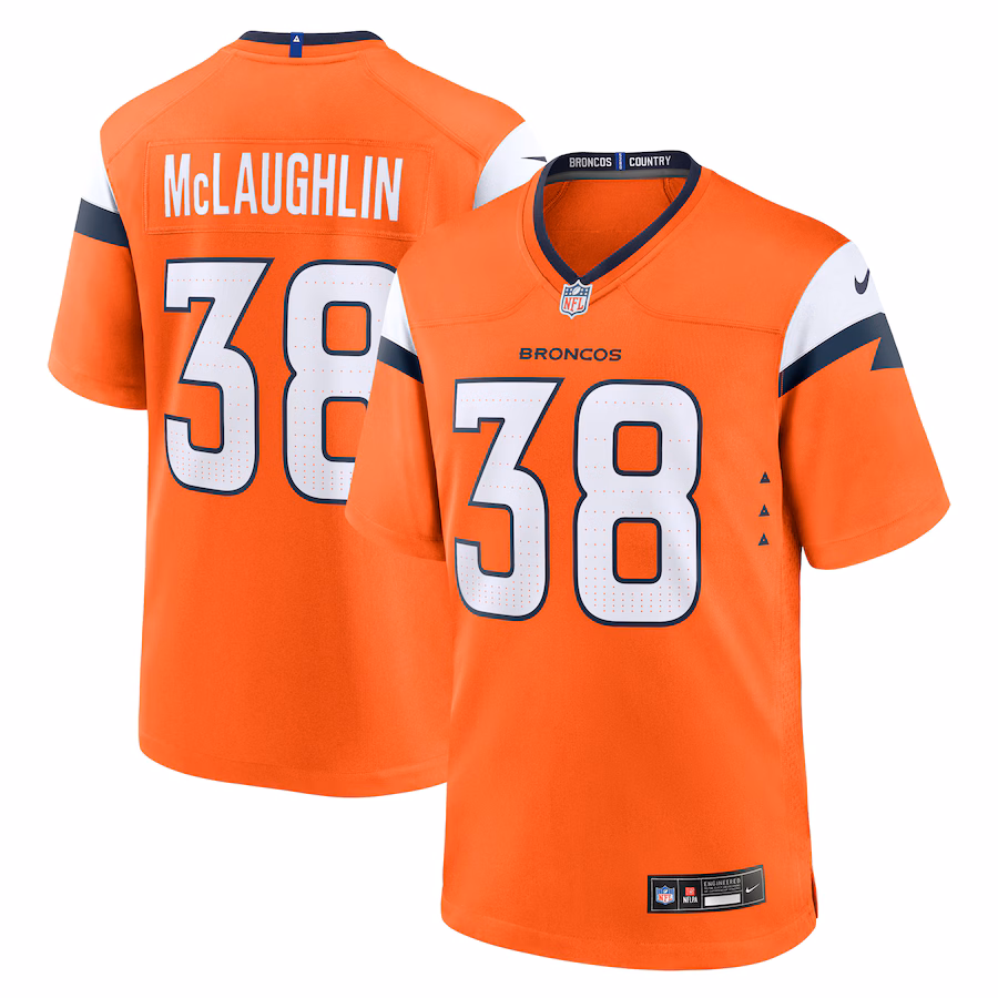 Men's Denver Broncos Jaleel McLaughlin Nike Orange Team Game Jersey - Jersey
