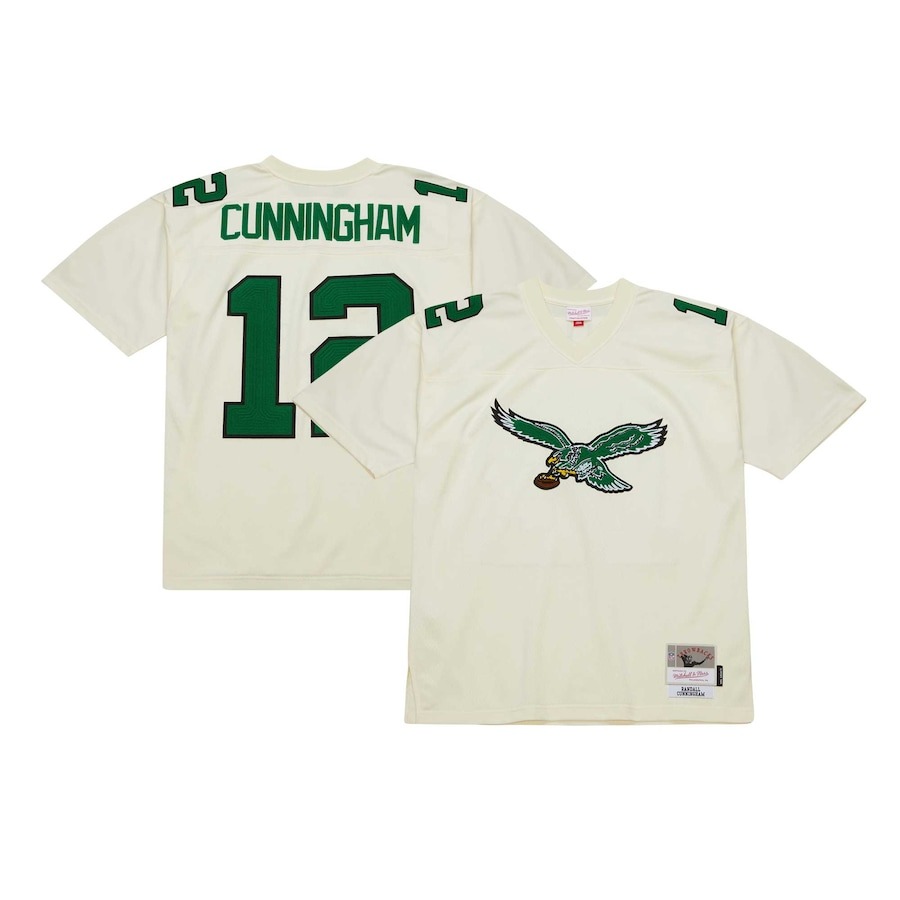 Men's Philadelphia Eagles Randall Cunningham Mitchell & Ness Cream Chainstitch Legacy Jersey - Jersey