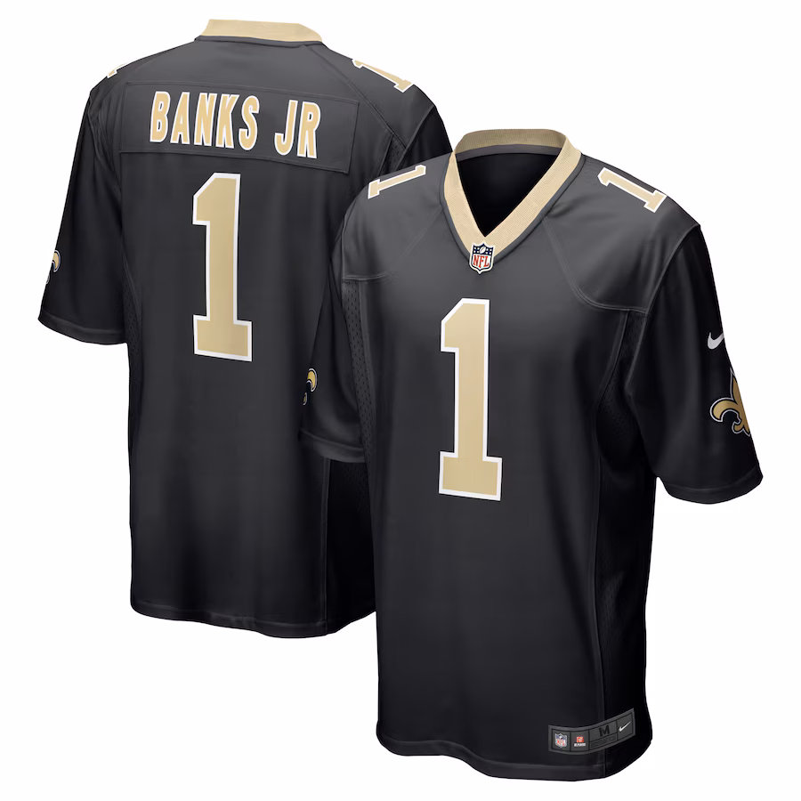 Men's New Orleans Saints Kelvin Banks Jr. Nike Black 2025 NFL Draft First Round Pick  Game Jersey - Jersey
