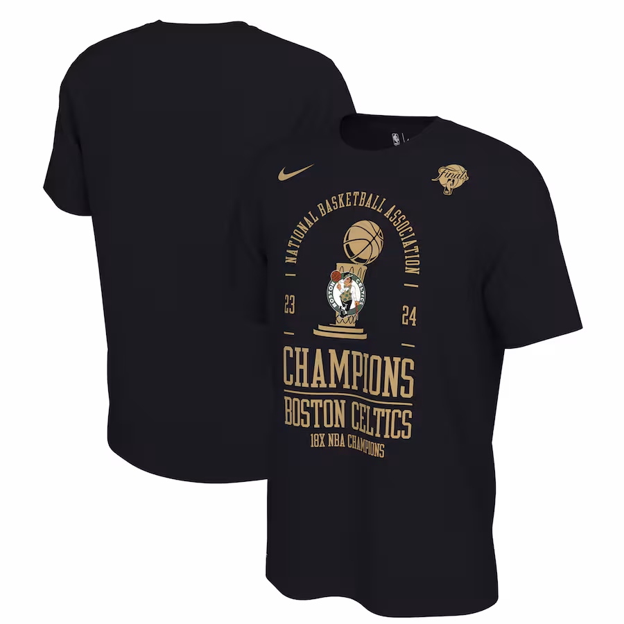 Men's Boston Celtics Nike Black 18-Time NBA Finals Champions Locker Room T-Shirt - Jersey