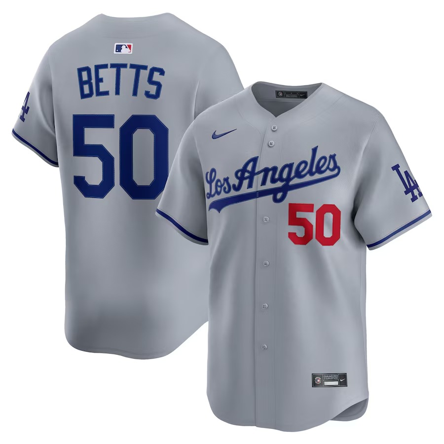 Men's Los Angeles Dodgers Mookie Betts Nike Gray Road Limited Player Jersey - Jersey