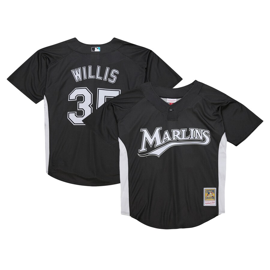 Men's Florida Marlins Dontrelle Willis Mitchell & Ness Black Cooperstown Collection 2007 Batting Practice Jersey - Jersey