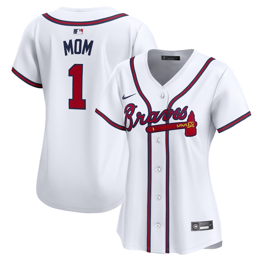 Women's Atlanta Braves Nike White #1 Mom Home Limited Jersey - Jersey