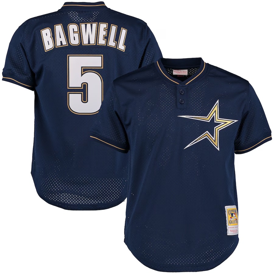 Men's Houston Astros Jeff Bagwell Mitchell & Ness Navy Cooperstown 1997 Mesh Batting Practice Jersey - Jersey