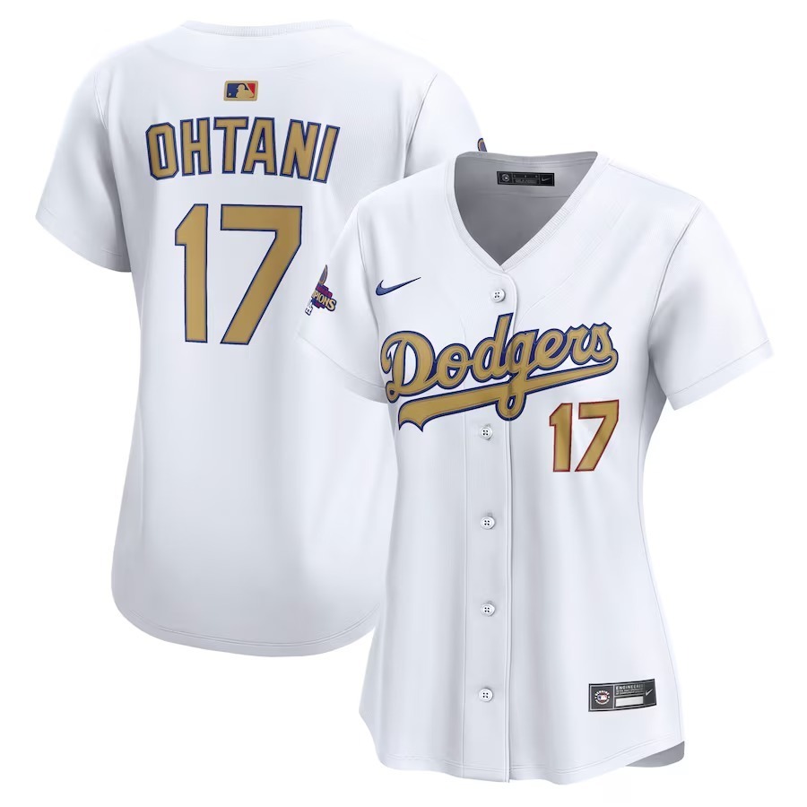 Women's Los Angeles Dodgers Shohei Ohtani Nike White 2025 Gold Collection Limited Jersey - Jersey